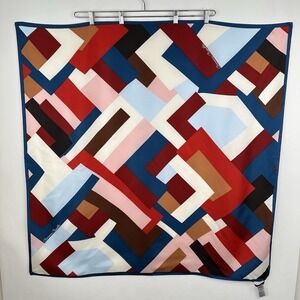 Banana Republic Signature Silk 43" Large Square Geometric Print Teal Pink Red
